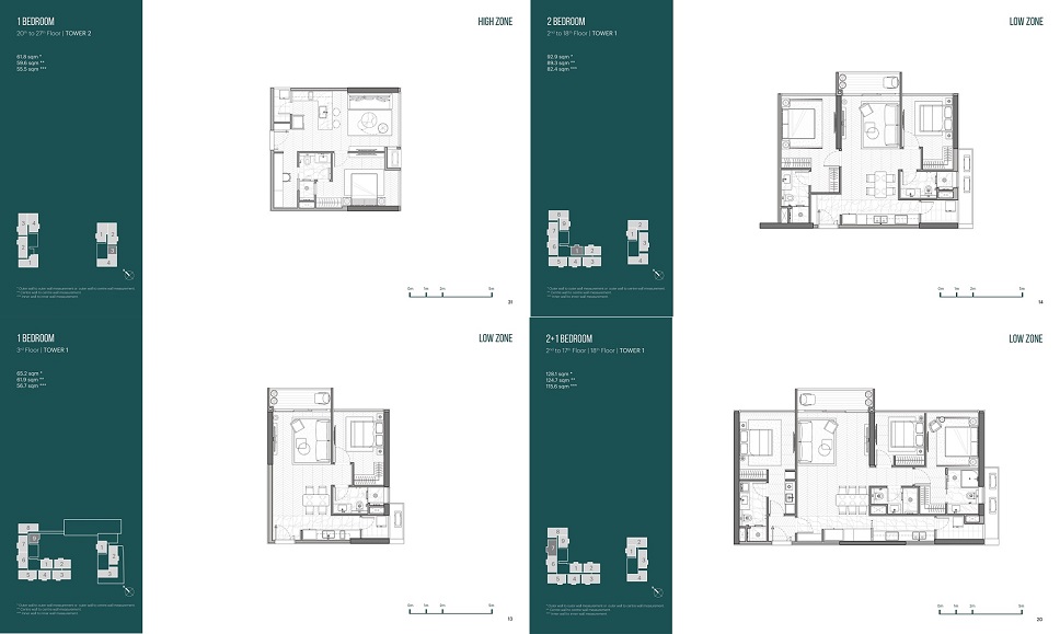 thiết kế căn hộ 1-2 phòng ngủ narra