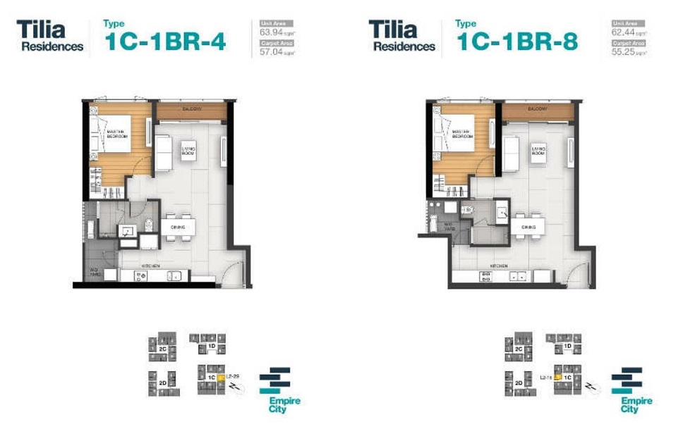 thiết kế căn hộ 1pn tại Tilia Empire city